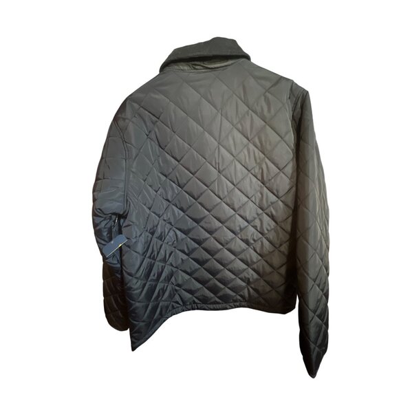 Mens George Quilted Chore Jacket with corduroy collar M Navy Blue Diamond Patter - Picture 6 of 6